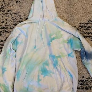 tie-dyed white sweatshirt